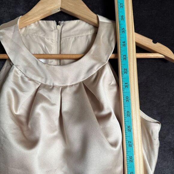 Davids Bridal Satin Halter Evening Dress Womens 8 Champagne Formal Bridal Party - Picture 13 of 16
